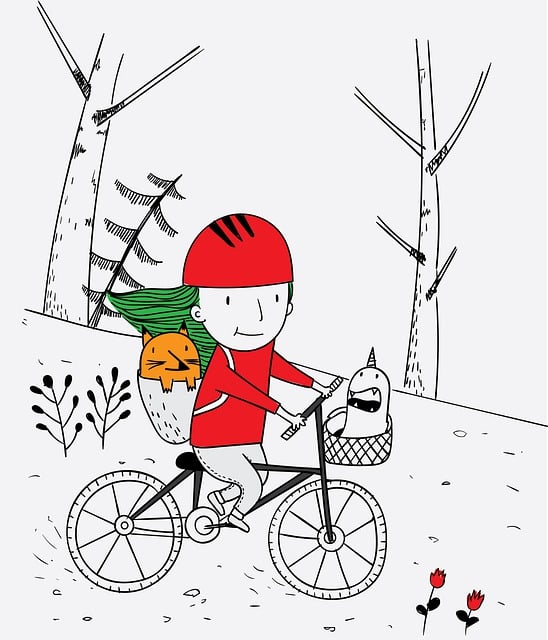 Free bicycle girl lifestyle illustration