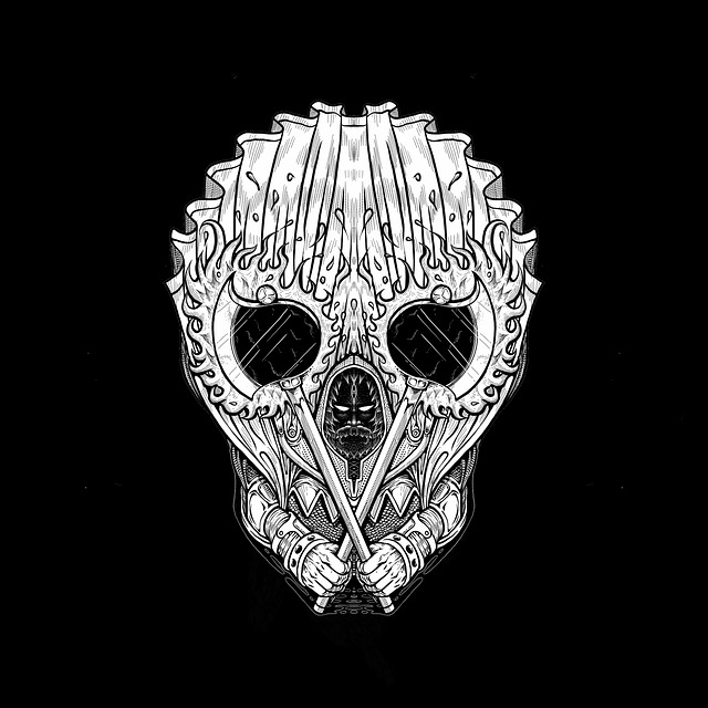 Free skull crane demon illustration