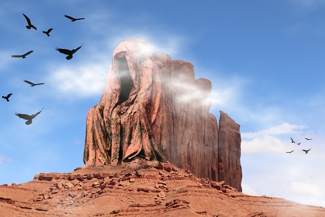 Free mountain birds flying illustration