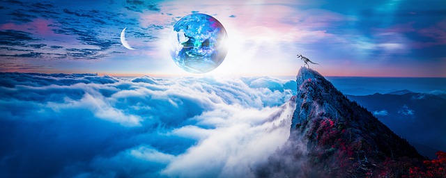 Free mountain clouds sky illustration