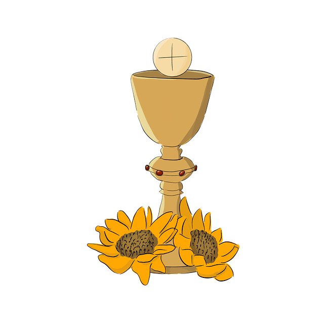 Free catholic chalice sunflowers mass illustration