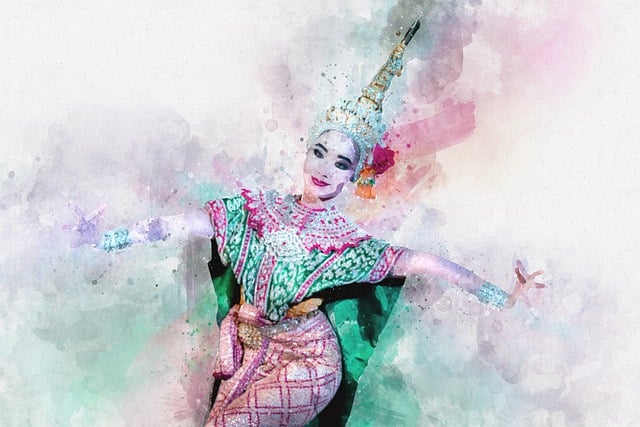 Danser, Thai, Akvarel, Kostume