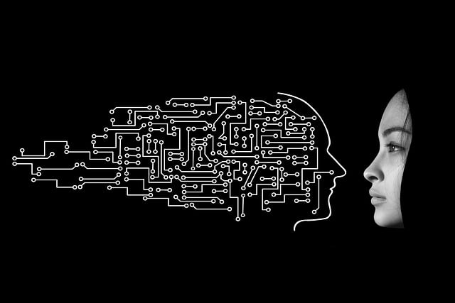 Free woman circuits artificial intelligence illustration