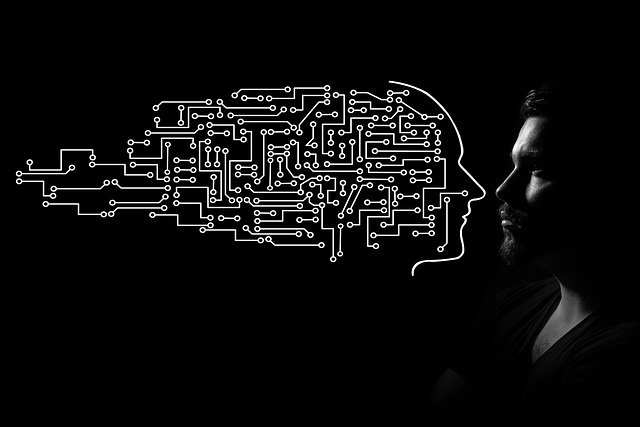 Free man circuits artificial intelligence illustration