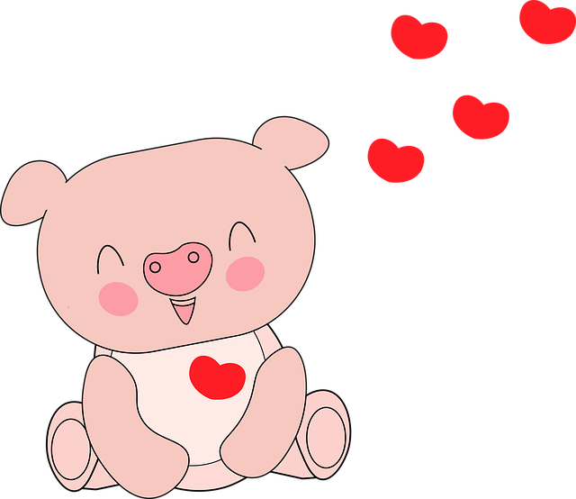 Free heart pig cute illustration