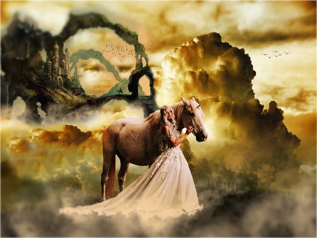 Free fantasy horse unicorn illustration