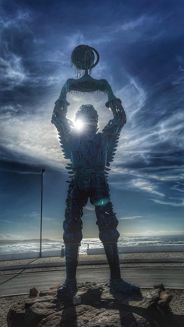 Escultura, Mar, Estátua, Poseidon, Sol