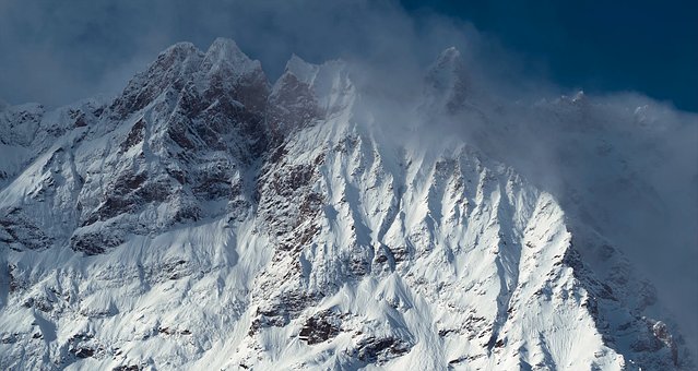 Montaña, Nieve, Alpes, Cima, Niebla
