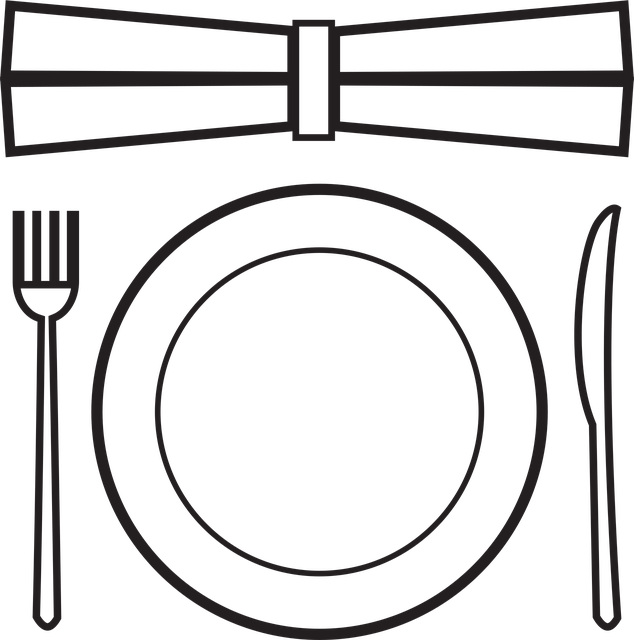 Free place setting plate cutlery illustration