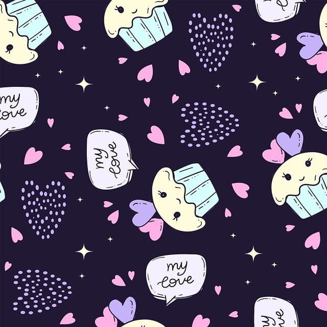 Free cupcake doodle pattern illustration