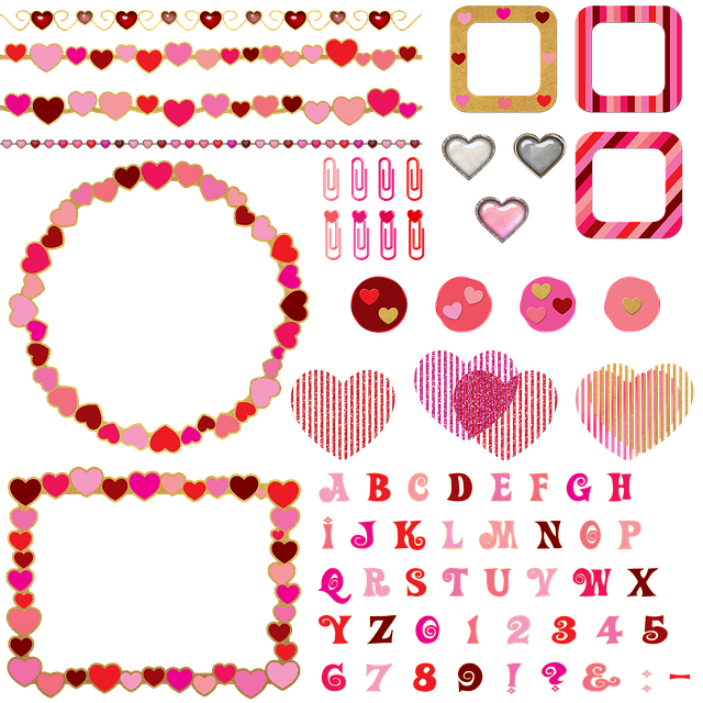 Free hearts valentine alphabet illustration