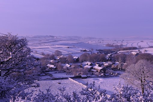 Dorf, Winter, Panorama, Schnee, Kalt