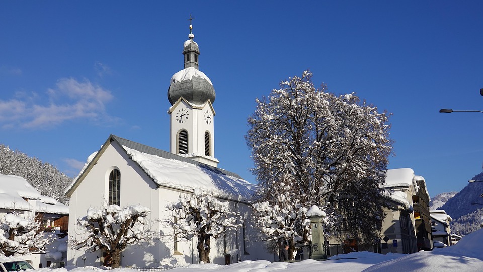 Nhà Thờ, Tuyết, Cây, Ilanz, Graubünden