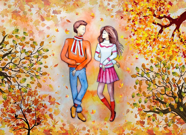 Free love pair romance illustration