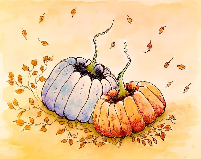 Free pumpkins autumn watercolor illustration