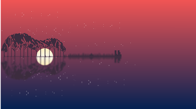 Free wallpaper guitar moon illustration