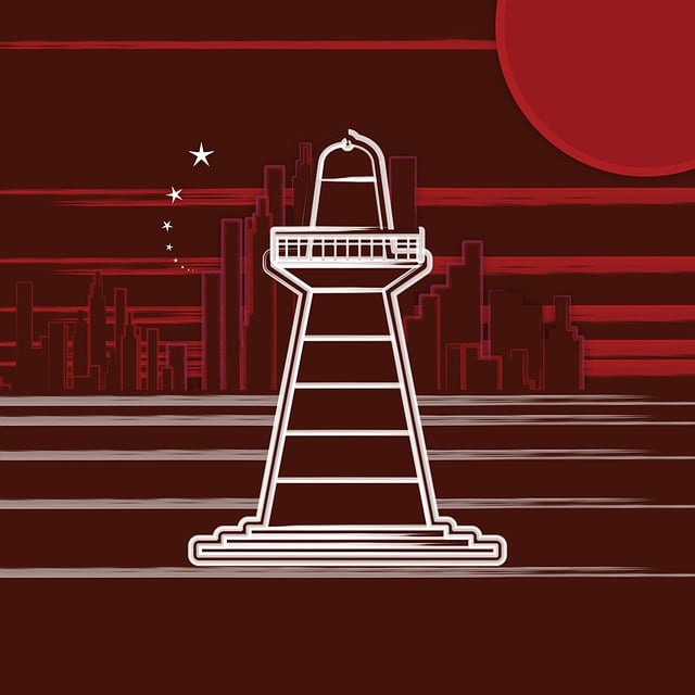 Free lighthouse beacon midnight coffee illustration