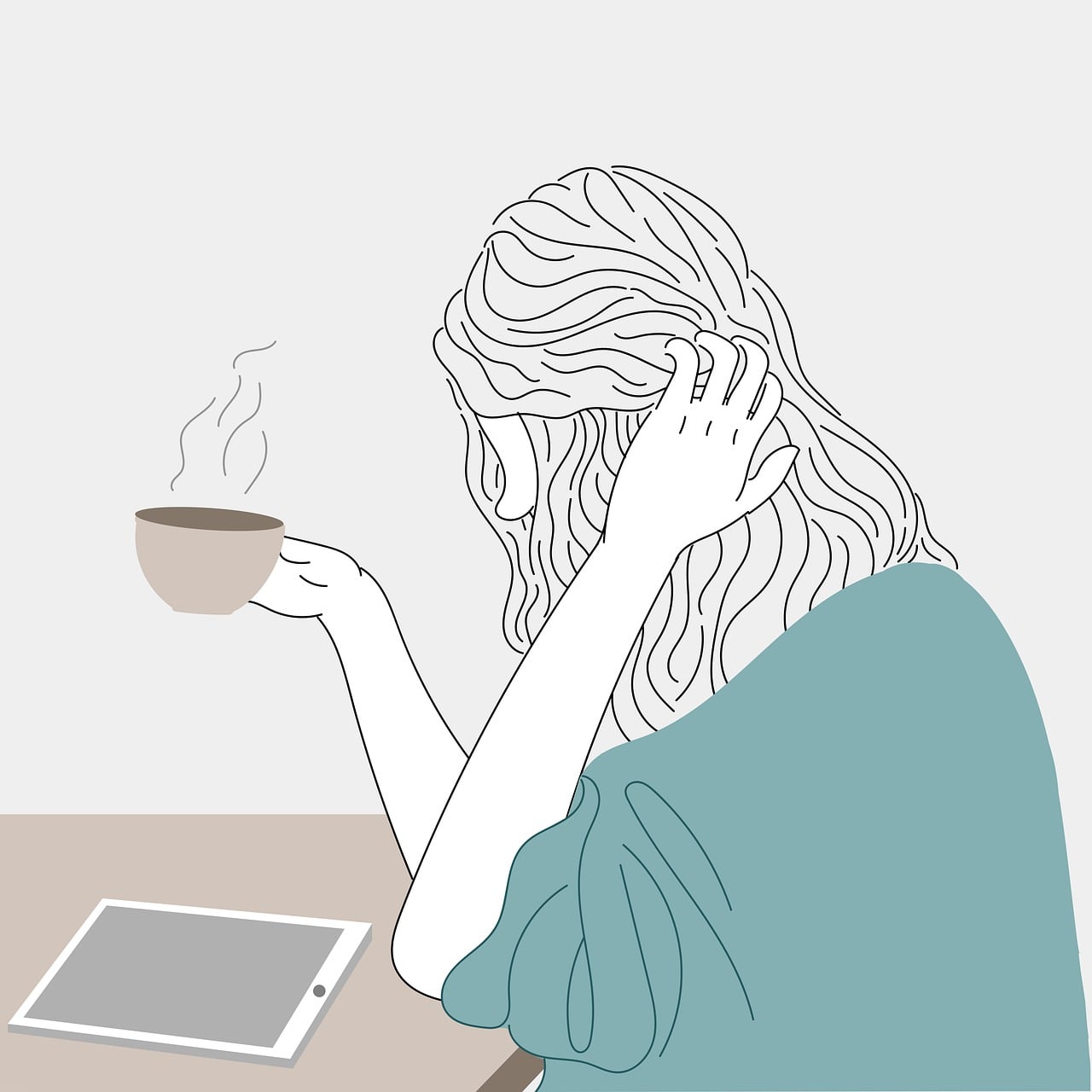 Kvinde, Kaffe, Tablet Computer