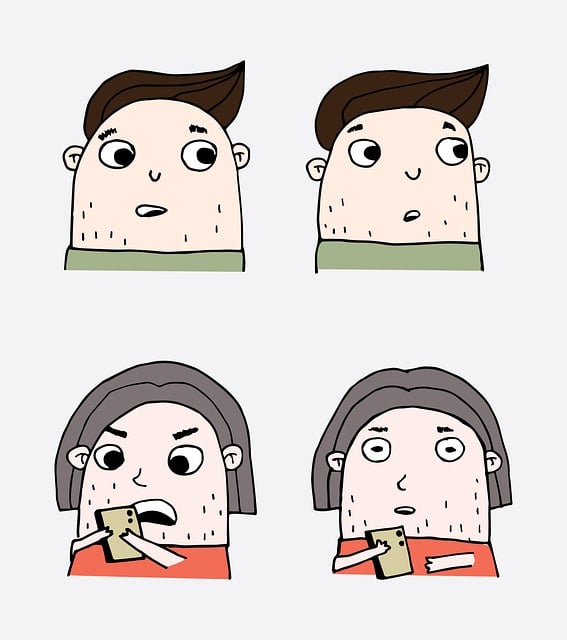 Free man woman facial expression illustration