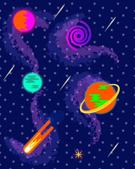 Free Arcade Carpet Neon Planets vector and picture