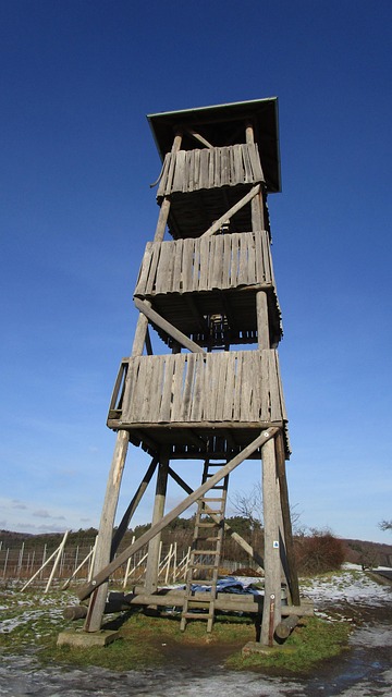 Uitkijktoren, Heuvel, Winter, Land