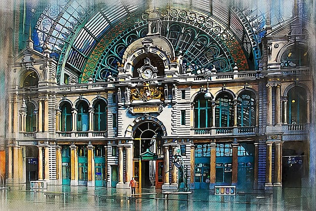 Free antwerp railway station belgium illustration