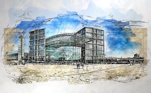 Free berlin central station building photo art illustration