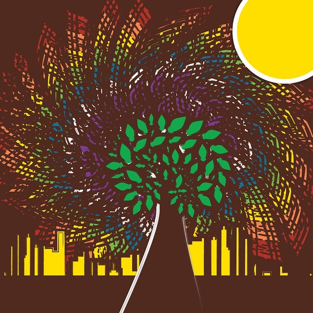 Free colorful tree multicolor leaves colorful curves illustration