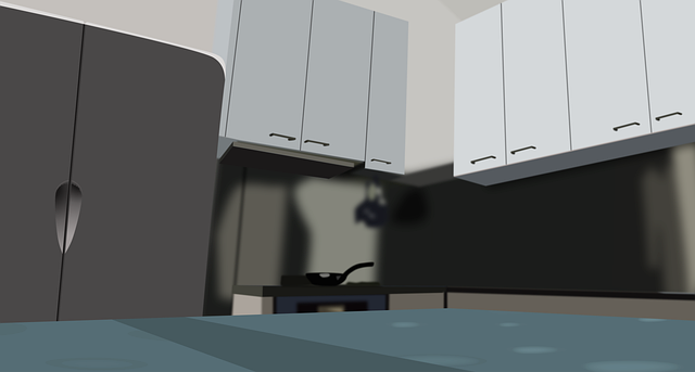 Keuken, Mockup, Instelling, Tafereel