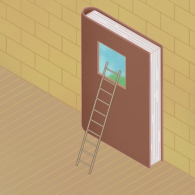 Free book ladder window illustration