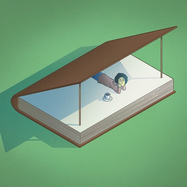 Free book tea person illustration