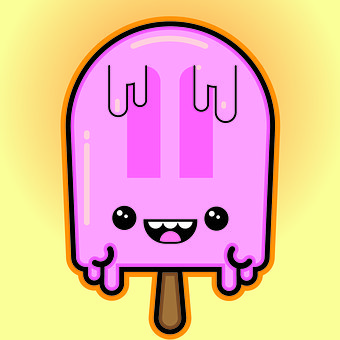 Rosado, Paleta, Kawaii, Helado, Sonrisa