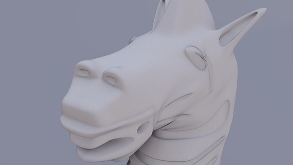 搅拌机, 棋, 方格的, 白色的, 马, 使成为, 3D
