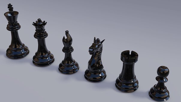 棋, 方格的, 马, 搅拌机, 3D, 使成为, 黑色的, 典当