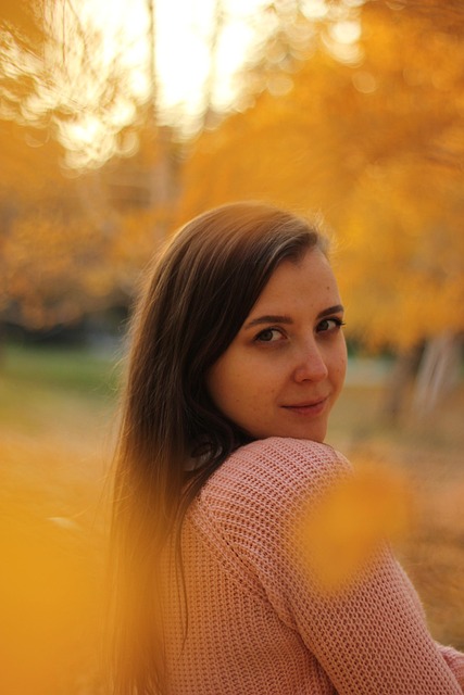 Herbst, Junge Frau, Herzlich, Porträt