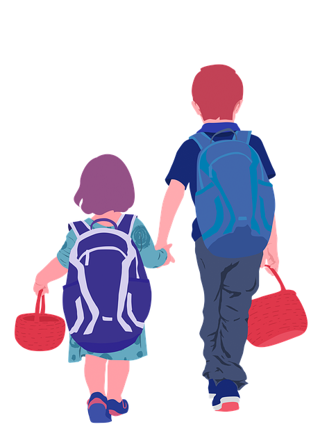 Niños, Estudiantes, Pantalón, Cestas