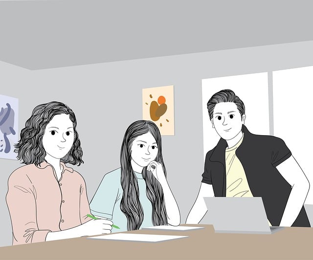 Free group meeting work illustration