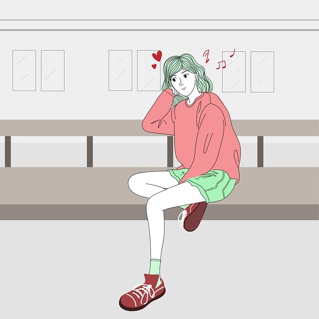Free woman waiting station illustration