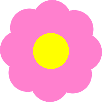 Blume, Rosa, Gelb, Zeichnung, Einfach