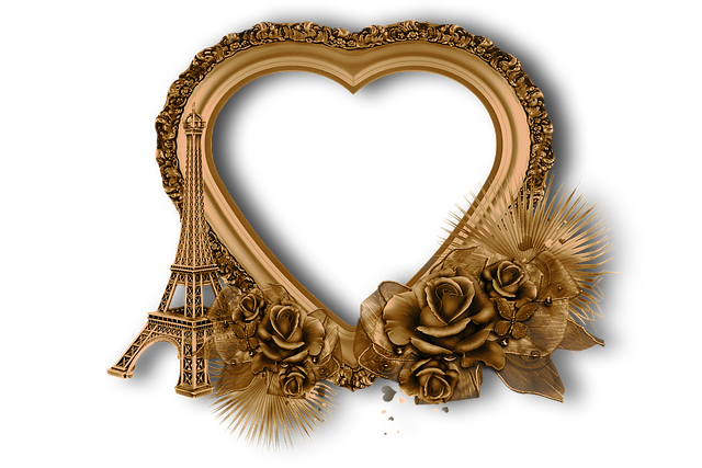 Corazón, Torre Eiffel, Rosas, Marco