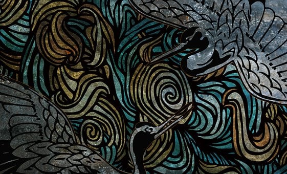 Vogel, Muster, Natur, Kräne, Grün, Blau