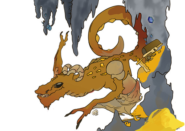 Free dragon cavern cave illustration
