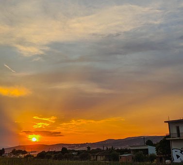 Pôr Do Sol, Cenário, Campo, Natureza