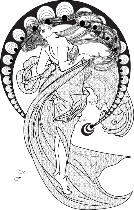 Woman Art Nouveau Line Long - Free vector graphic on Pixabay