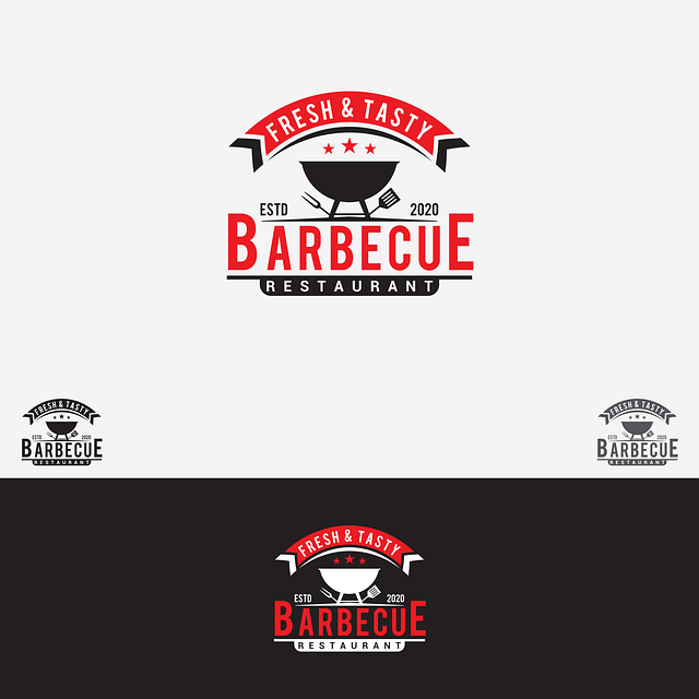 Free barbecue restaurant logo design illustration