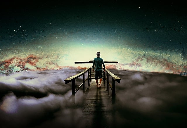 Download free HD stock image of Bridge Man Free bridge man clouds illustration