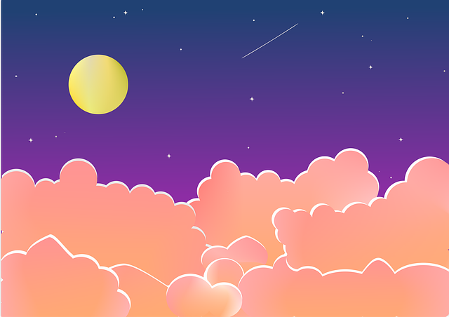 Nuvens, Céu Noturno, Lua, Natureza