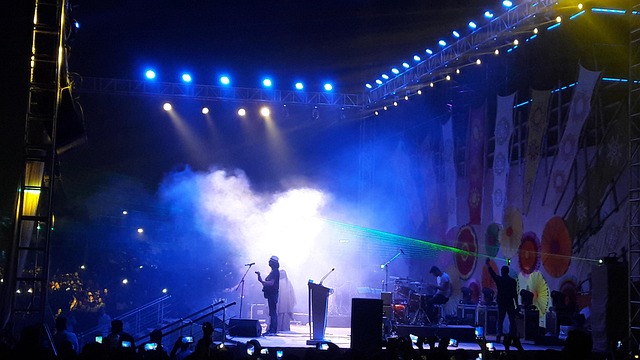Concert, stage, diwali night and fog — photo by pksbluesjazz