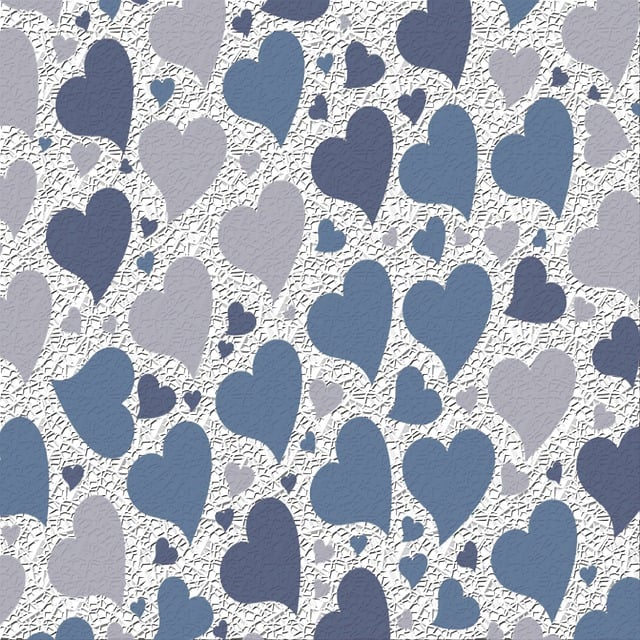 Free pattern hearts blue illustration