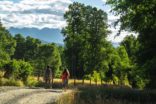 Casal, Amigos, Estrada, Andando